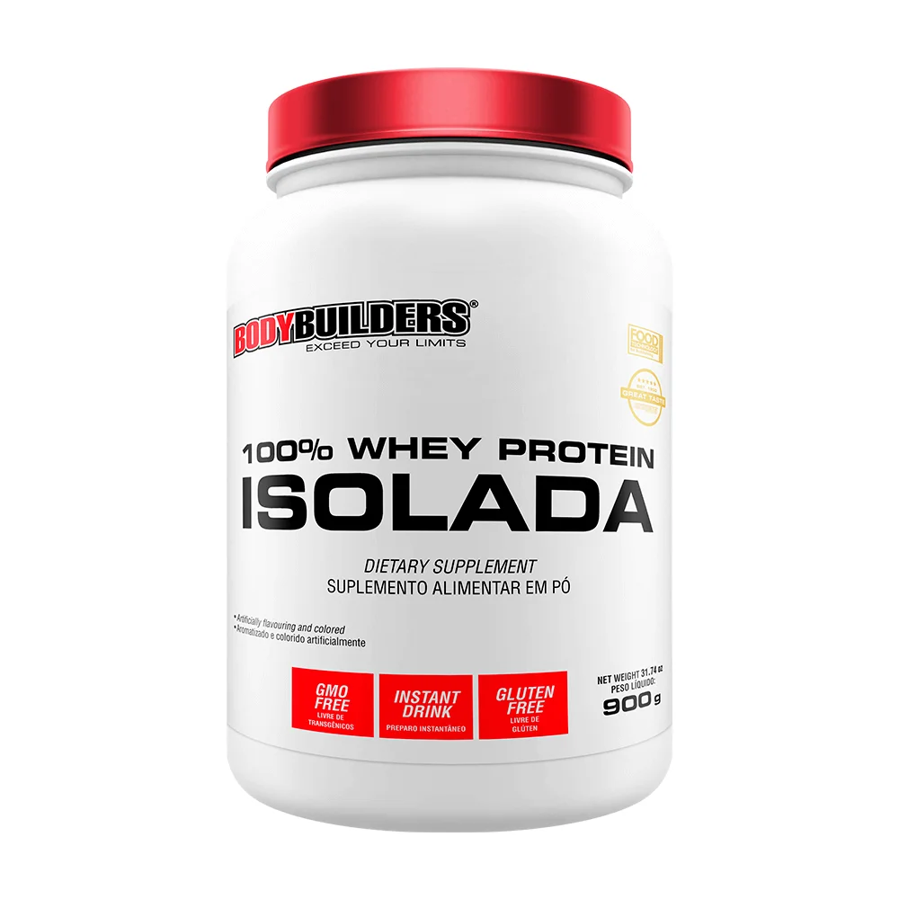 Whey Protein 100% Whey Isolada 900g - Bodybuilders Suplemento em pó puro isolado