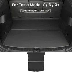 Leather Trunk Mats For Tesla Model Y Model 3 Highland Rear Trunk Protector Pad All Weather Split Dog Liner Pet Mat Anti-kick Pad