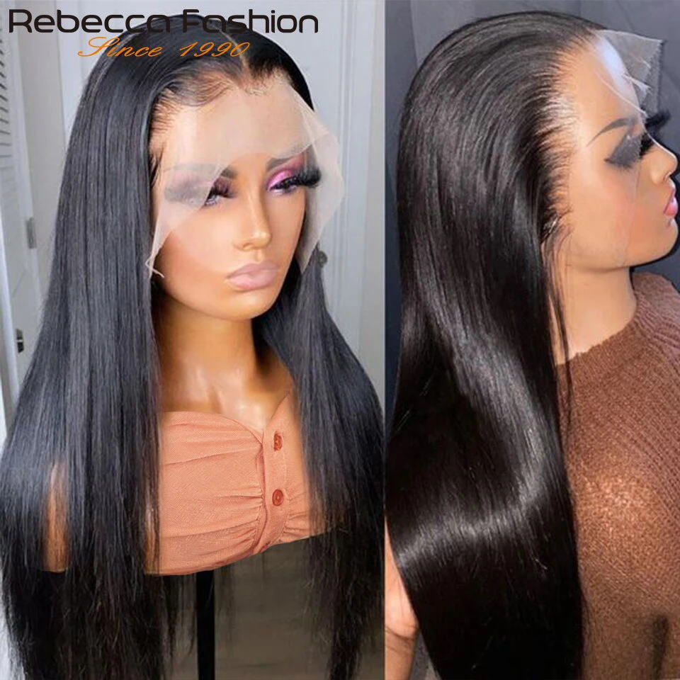 32inches Bone Straight Lace Front Wig Peruvian Remy 100% Human Hair Wigs T Part Lace Transparent Lace Frontal Wig Pre Plucked