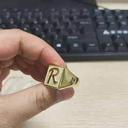 18k Gold Plated 3D Men Ring Accept Customer'S Logo 17mm Solid Silver Ring For Boyfriends Husband Friends