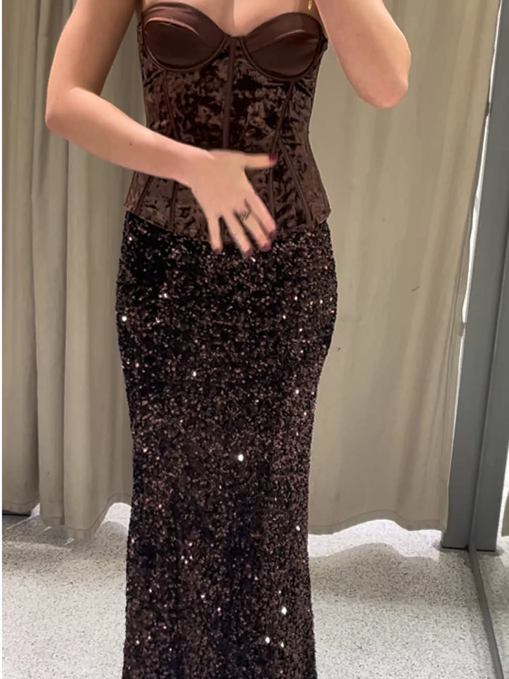

Женские новые модные вечерние юбки, однотонные, с высокой талией, украшенные блестками, женские летние сексуальные тонкие длинные юбки с разрезом, элегантная юбка
