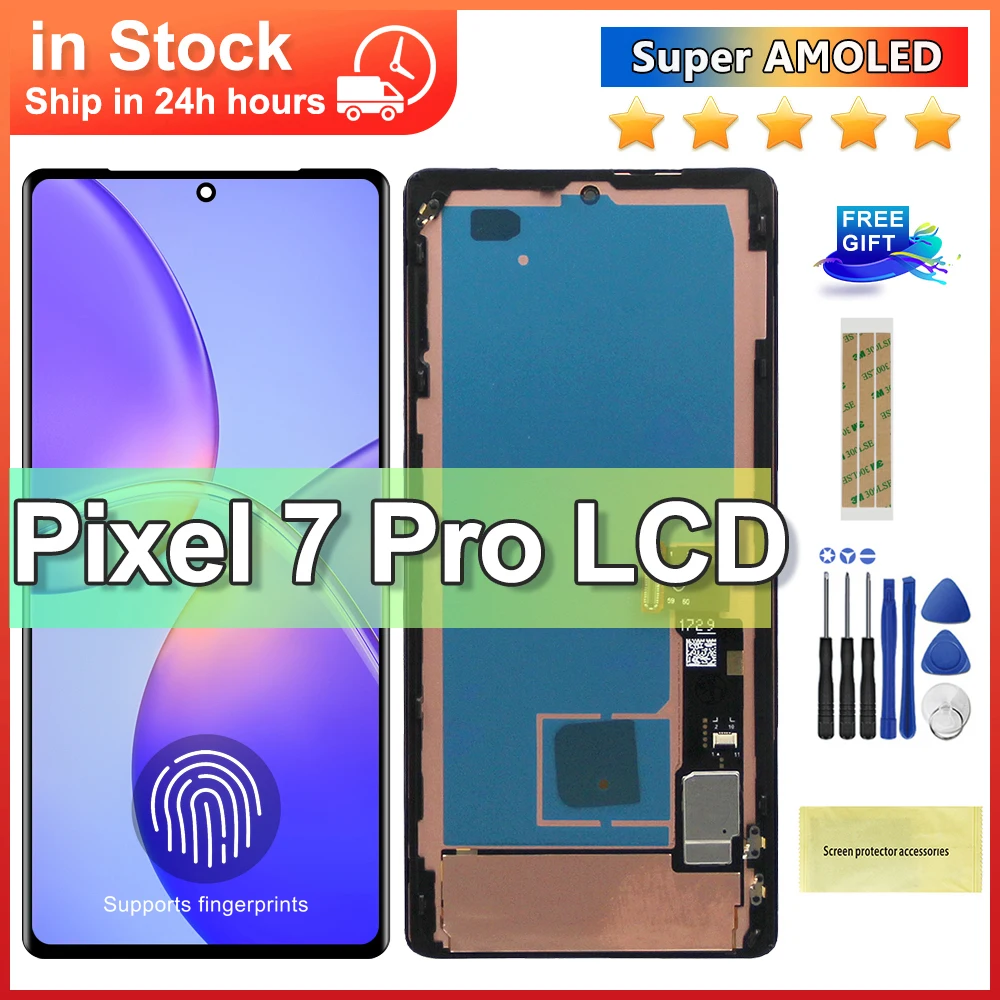 OLED Screen For Google Pixel 7 Pro GP4BC, GE2AE Lcd Display Digital Touch Screen with Frame for Google Pixel7 Pro Screen