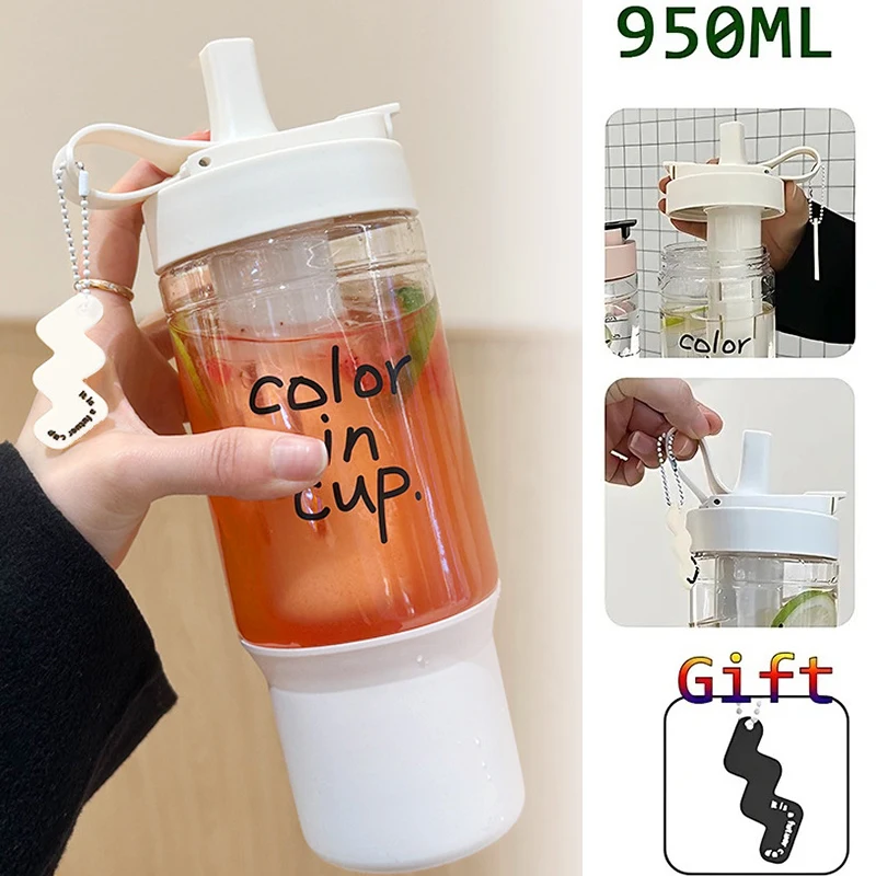 950ML 2024 New Large-capacity Sports Water Cup Outdoor Kettle Summer Large-capacity Portable Travel Car Cup Teacup with Straw