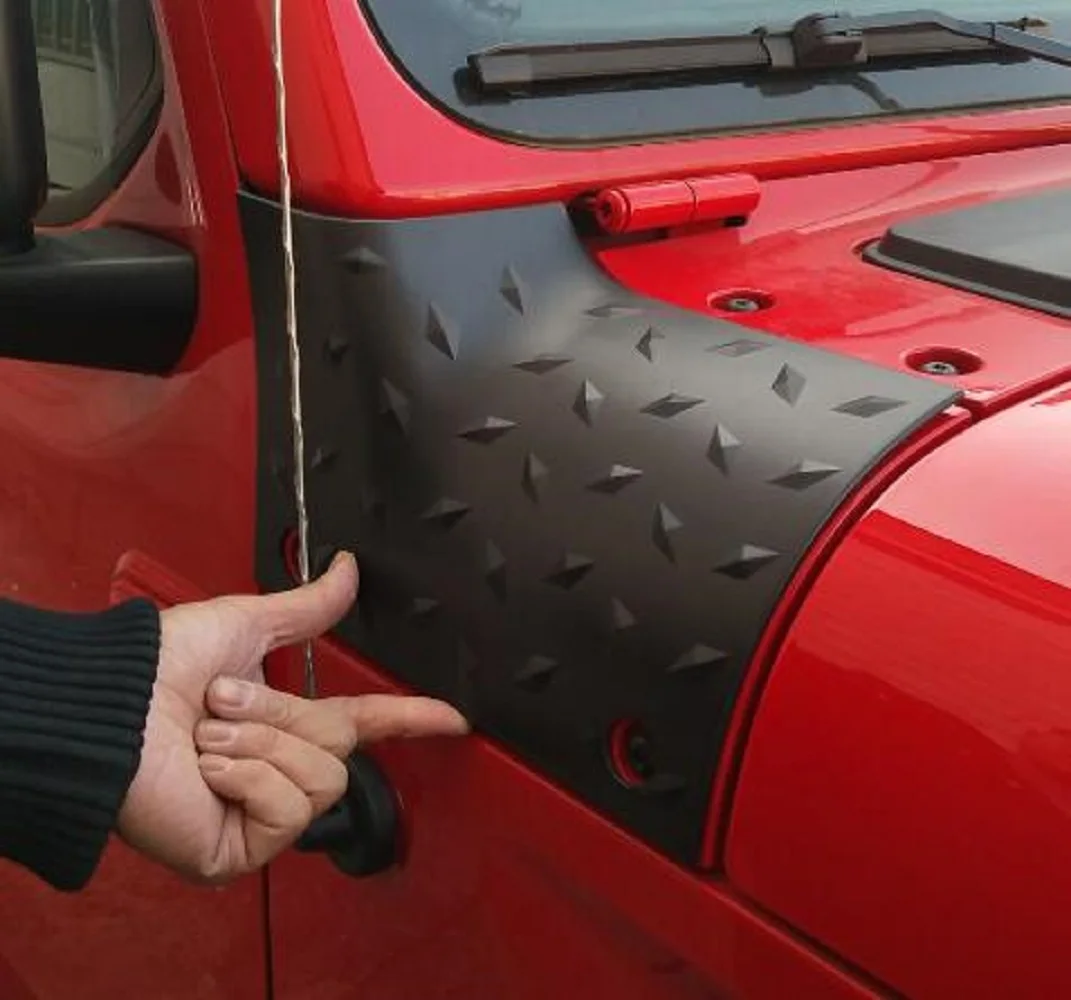SXMA JL1056 A-Pillar Wrap Angle ABS Cowl Body Armor Corner Guards Protection for Jeep for Wrangler JL2018++, 2PCS