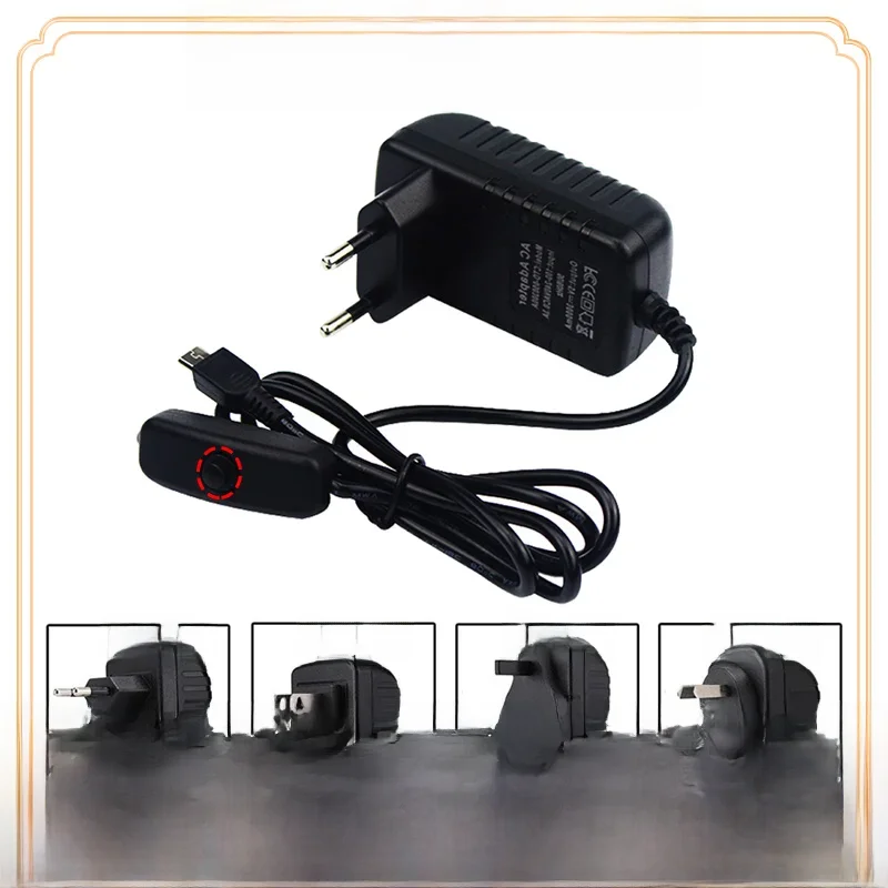 Raspberry Pi 3 B Plus adaptateur secteur 5V 3A EU US AU UK alimentation interrupteur marche/arrêt connecteur de chargeur pour Raspberry Pi 3 modèle B