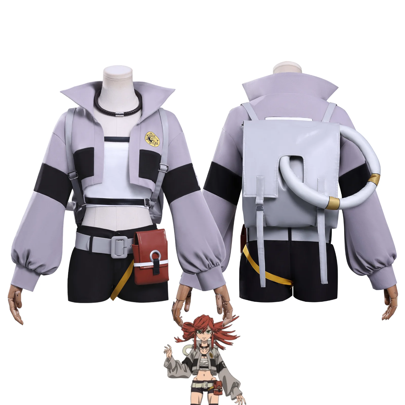 

Riyo Reaper Cosplay Costume With Bag, Gachiakuta Riyo Cleaner Uniform Full Set Women’s Anime Cosplay Outfit for Carnival Party