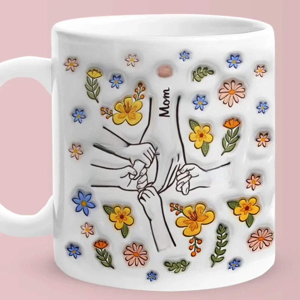 Tasse Personnalisée avec Nom pour Mère, Effet Gonflé 3D, Cadeau Idéal pour la colonne vertébrale