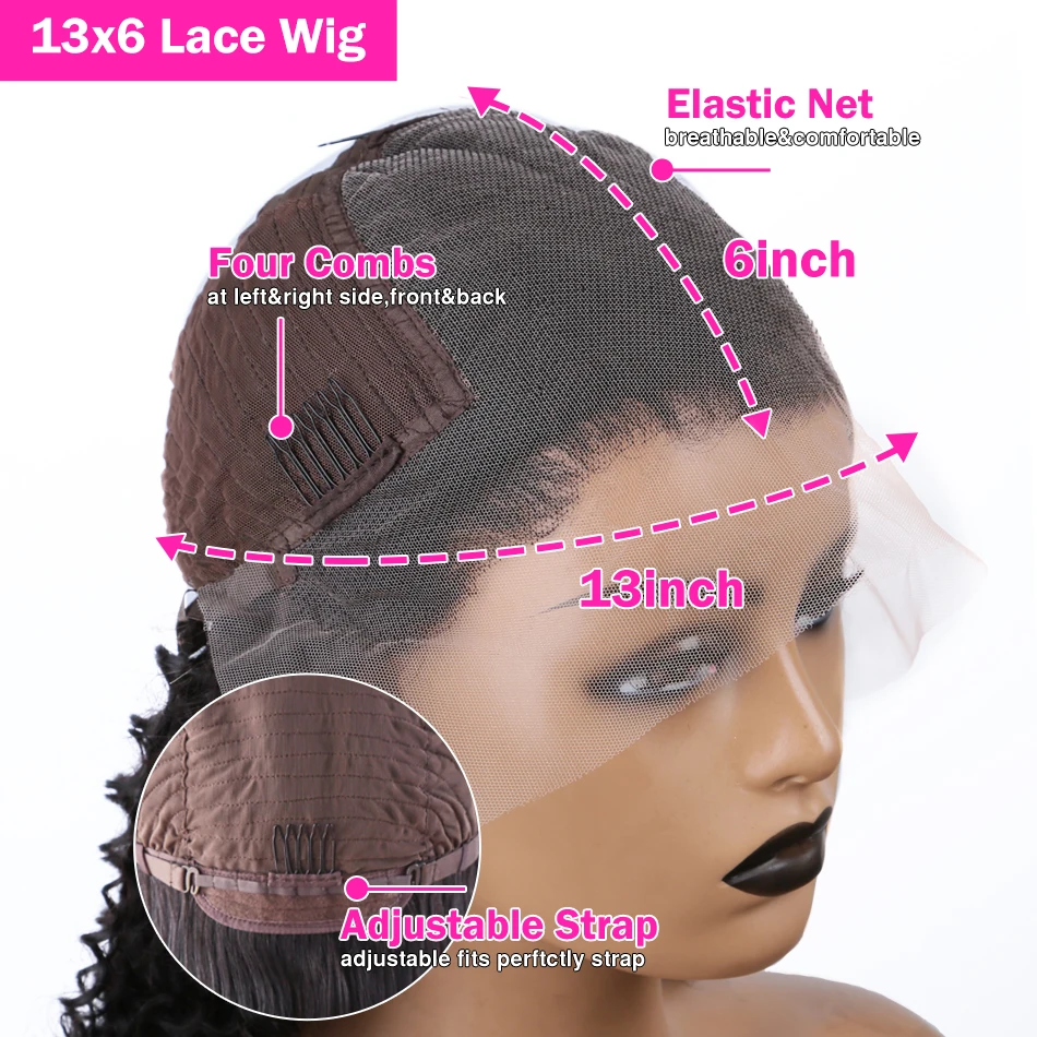 Perruque Lace Front Wig Body Wave Naturelle, Cheveux Humains Colorés, Brun Chocolat, 13x6