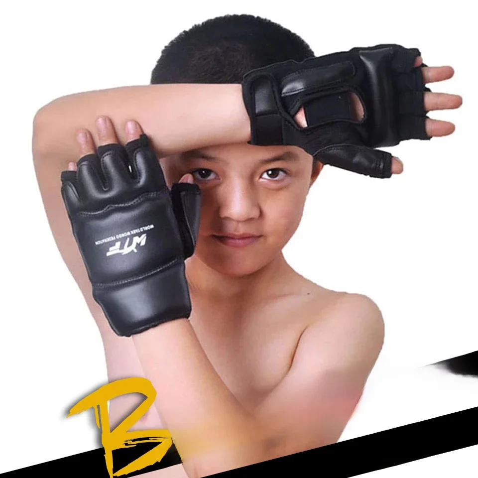 GOBYGO pół palce dziecięcy worek z piaskiem treningowe rękawice bokserskie PU skórzane Fitness sparing rękawice Taekwondo walka ochraniacz dłoni — zdjęcie 2