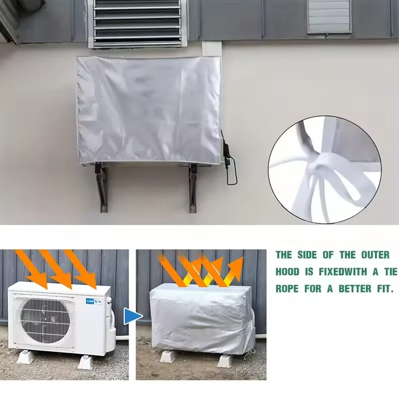 Klimaanlagenabdeckung Wasserdicht Staubdicht Outdoor AC-Schutzabdeckung Sonnenschutz Regenschutz Schneeschutz AC-Reinigungsabdeckung – Detail 3