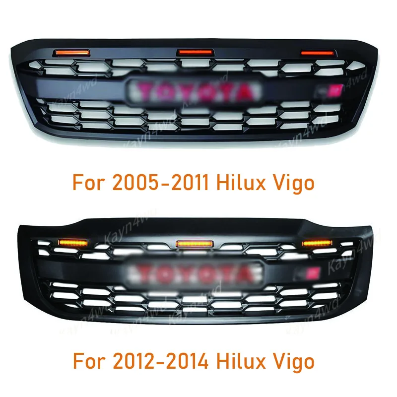 لاقط 4X4 الملحقات الخارجية LED شبكة أمامية شبكة سباق الشوايات مع شعار ل 2005-2014 تويوتا هايلكس فيجو شبكات مصد السيارة