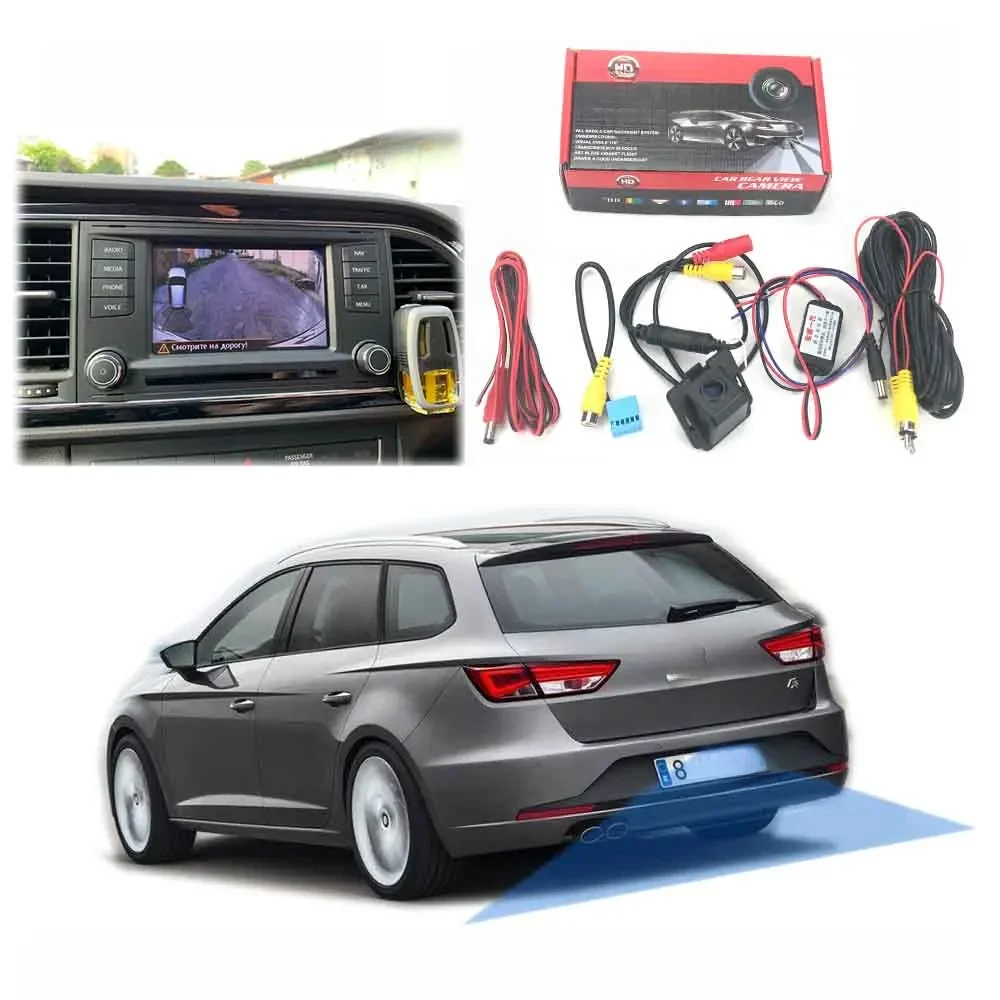 Kamera cofania VKAUTO do Seat Leon ST MIB1 MIB2 2013~2018 CCD Night Vision HD Backup Reverse Parking Reserved Hole Camera — zdjęcie 2