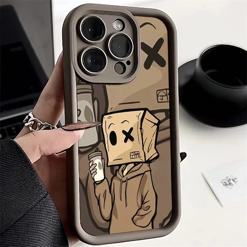 Coque de téléphone en Silicone à motif de dessin animé, étui souple antichoc pour iPhone 16 15 14 13 Pro Max 12 11 XS X XR 7 8 16 14 15 Plus