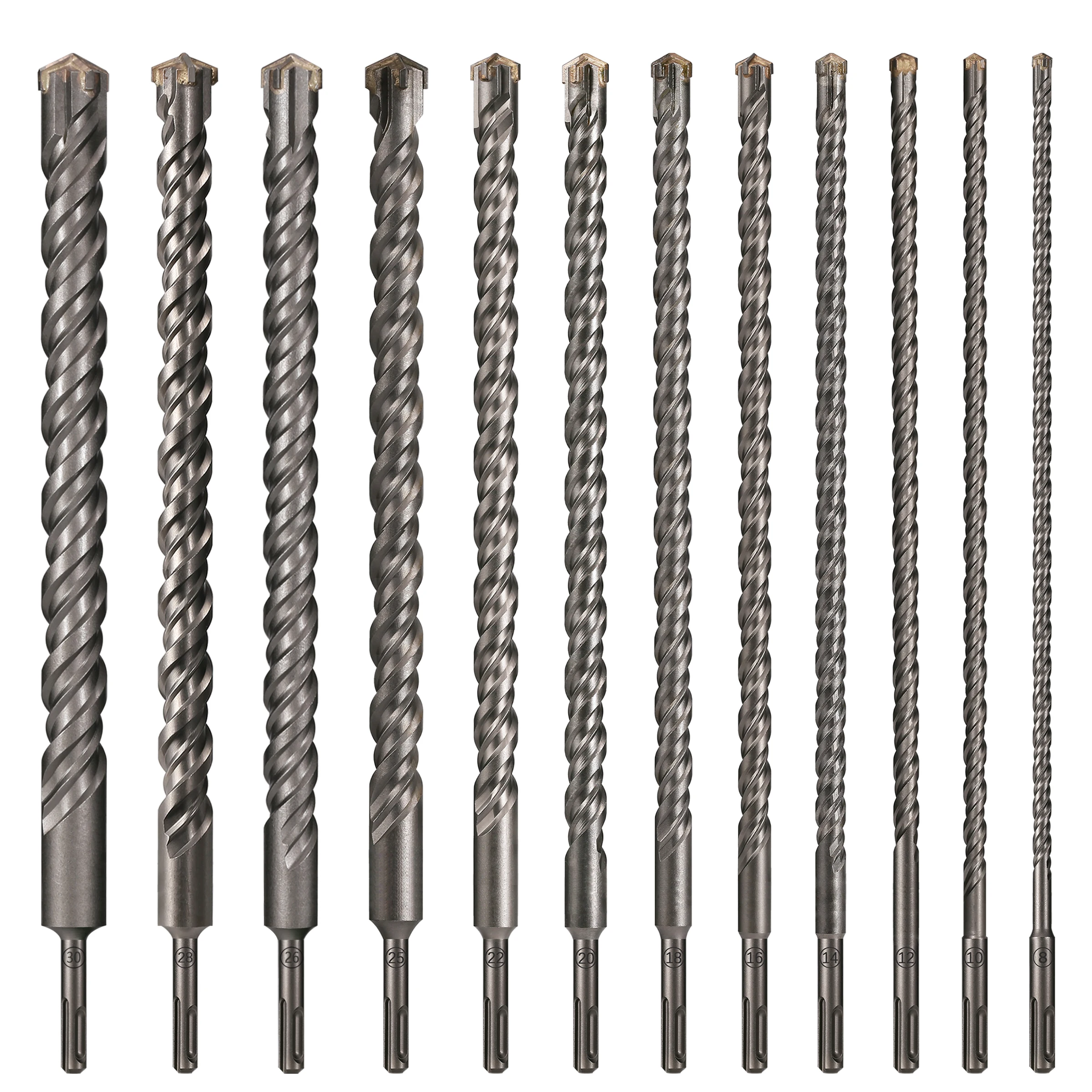 1 szt. Wiertło do betonu SDS Plus 8-30mm z krzyżowym ostrzem, podwójny świder, młot udarowy 400mm, wiertło do muru, cegły, bloków, młot udarowy elektryczny
