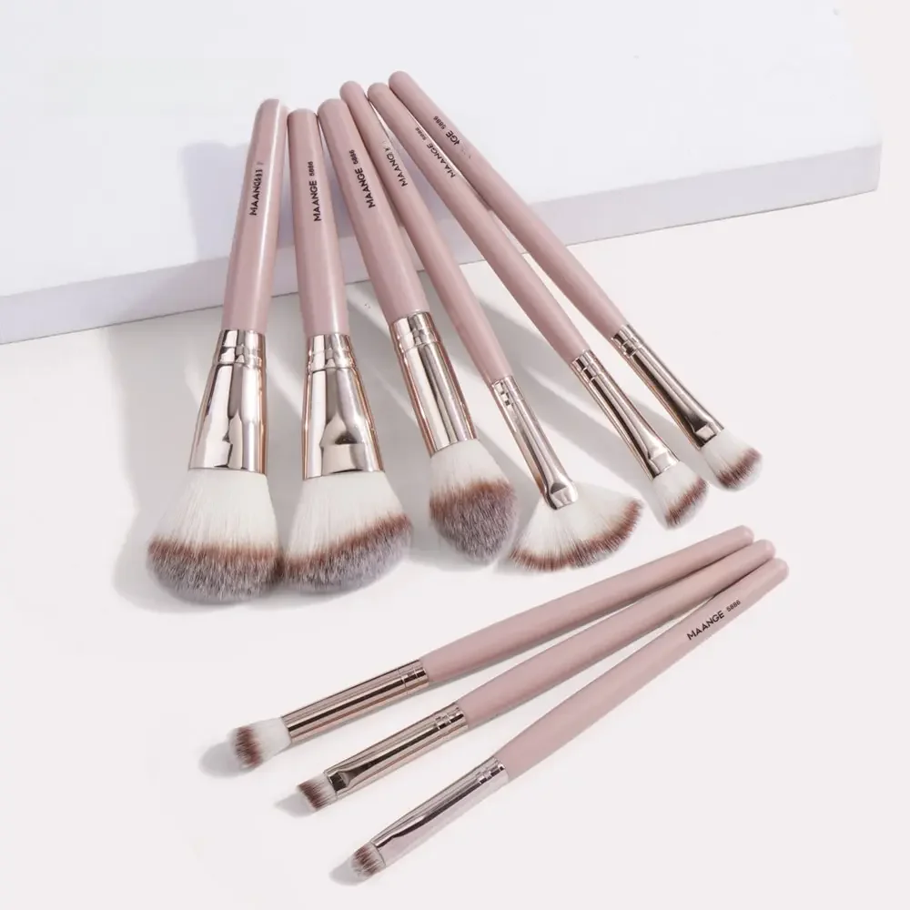 Maange-Ensemble de pinceaux de maquillage pour fond de teint, poudre cosmétique, surligneur, fard à barrage, mélange, outils de beauté, poils doux denses, 9 pièces