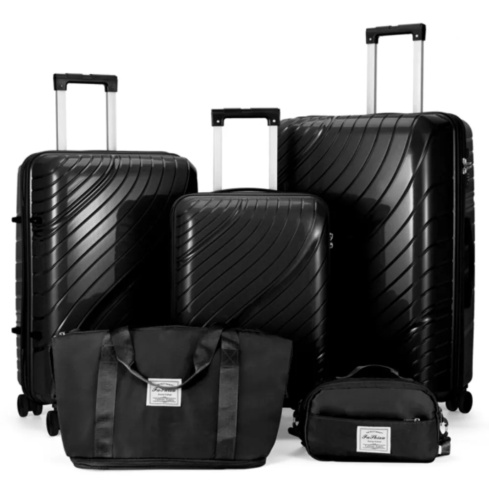 

5 in 1 suitcase 3pcs trolley case + handbag PP trolley case material iron trolley Suitable for travel storage and school