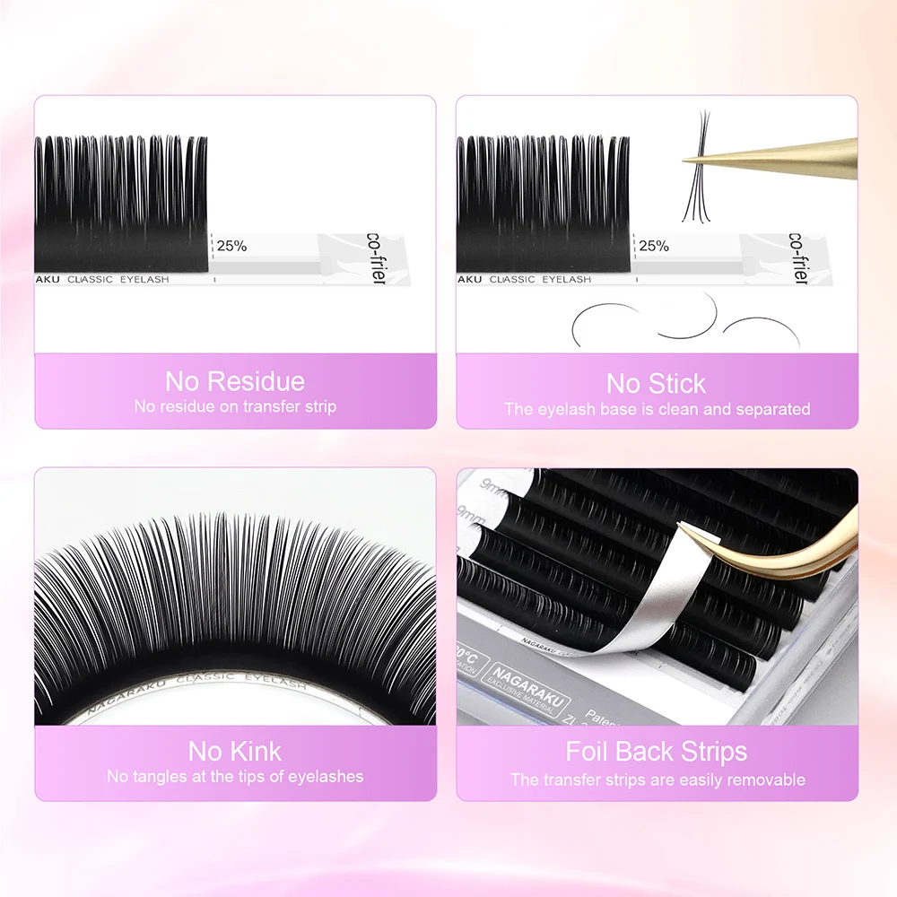 NAGARAKU J/B/C/D/L/LC/LD/N 16rows 7-15mm Mix premium natural synthetic mink eyelash Faux individual eyelash extension cilia lash