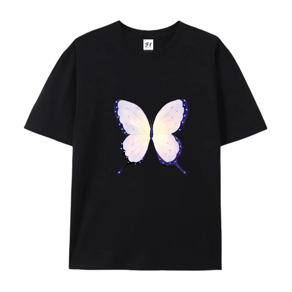 بسيطة يومية عادية رسمت باليد على الطراز القوطي لطيف حلو ورائع المرأة الصيف القطن الخالص قصيرة الأكمام متعدد الألوان اختياري