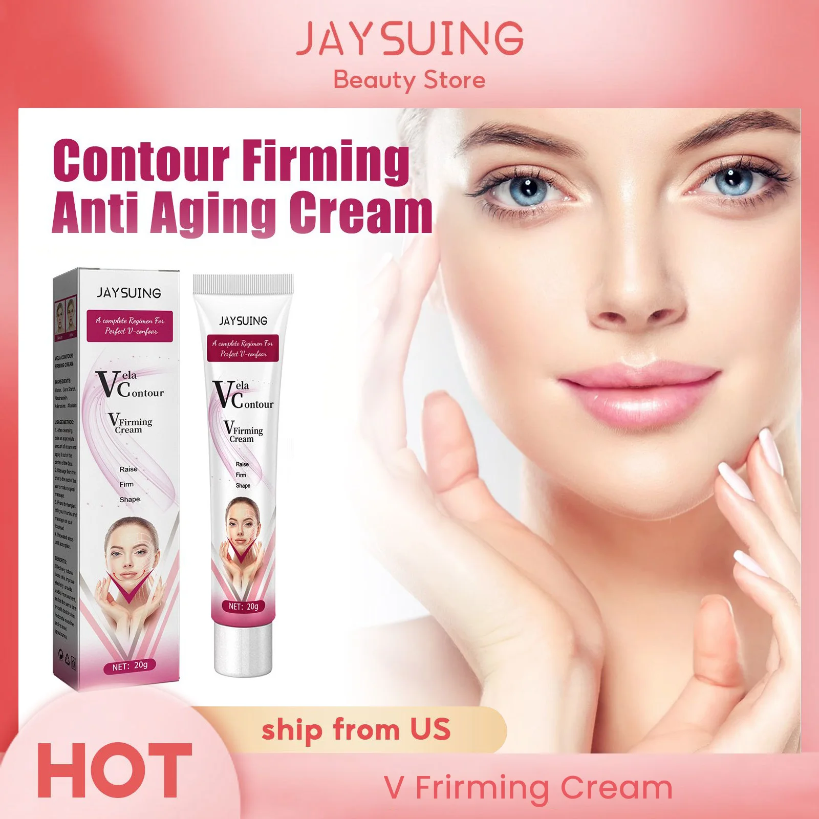 Contour V Neck Firming Anti Aging Firming Facial Cream Instant Wrinkle Remover Moisturizing Improves Elasticity Face Lift Serum