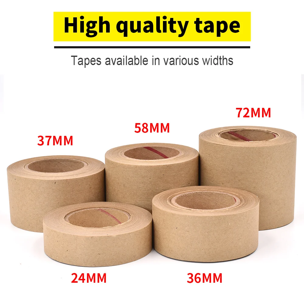 30M Biodegradable Eco Friendly Kraft Paper Tape Brown Wet Water Activated Reinforced Gummed Adhesive Tape for Painting Fixed