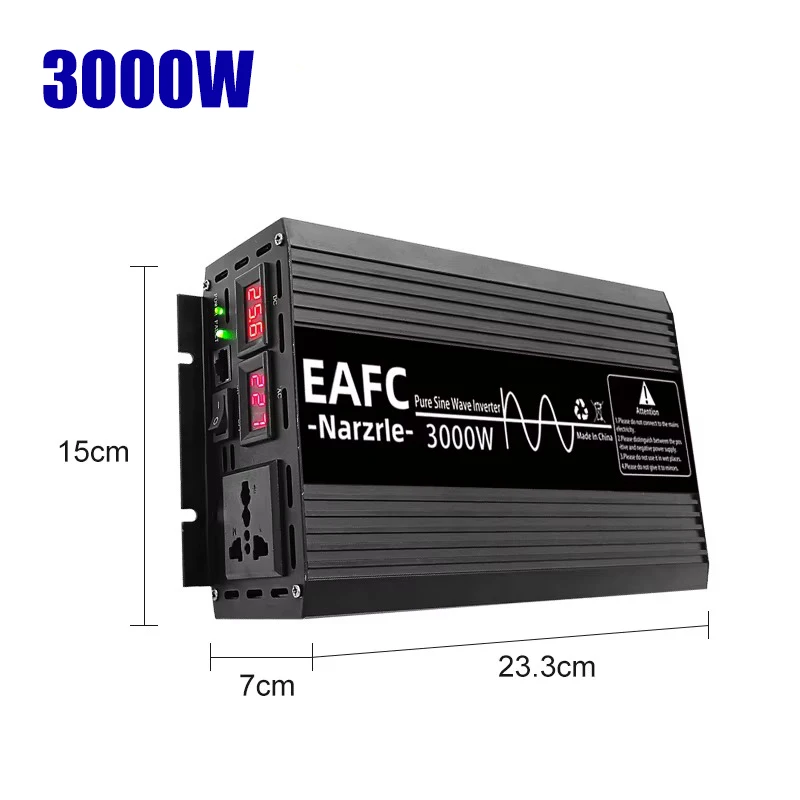 EAFC Zuivere Sinus Omvormer 4000 W/3000 W/2000 W DC 12 V Naar AC 220 V Voltage Transfer Converter Universele EU Socket Auto Accessoires