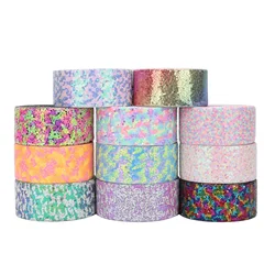 HSDRIBBON 3 inch 75MM color Red Navy Pink Purple Sequin Fabric Scribble Sequin Ribbon 25Yards/Roll