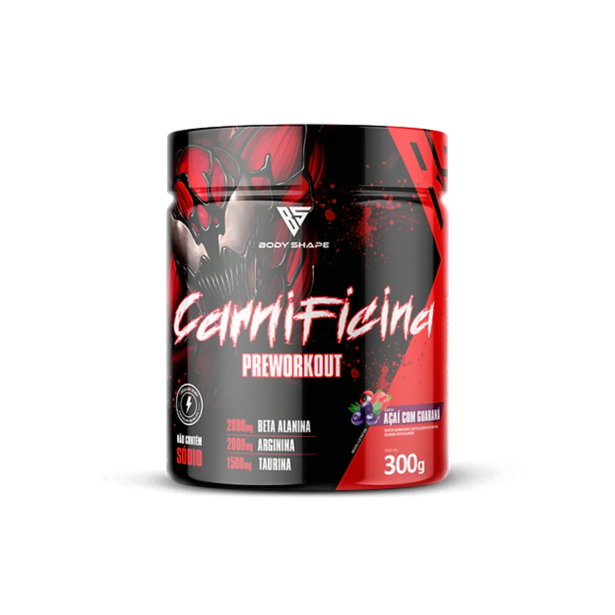 Pre Workout Powder Carnage High Impact Energy 200mg Caffeine Pot 300g Body Shape