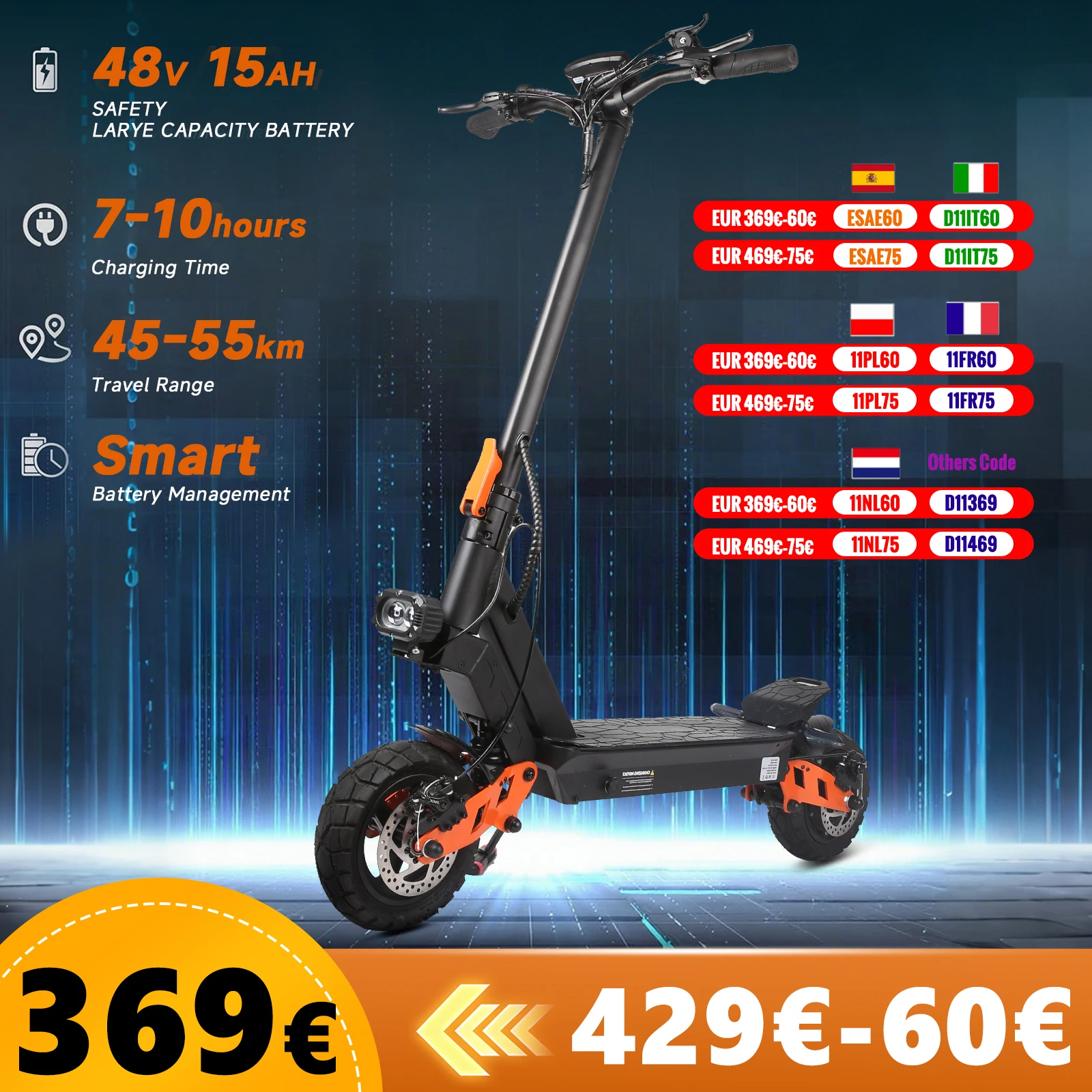 SUNNIGOO الكبار E-سكوتر 800 واط فرش السيارات 48V15AH بطارية ليثيوم قابلة للطي سكوتر كهربائي 10 بوصة الإطارات على الطرق الوعرة Escooter #1