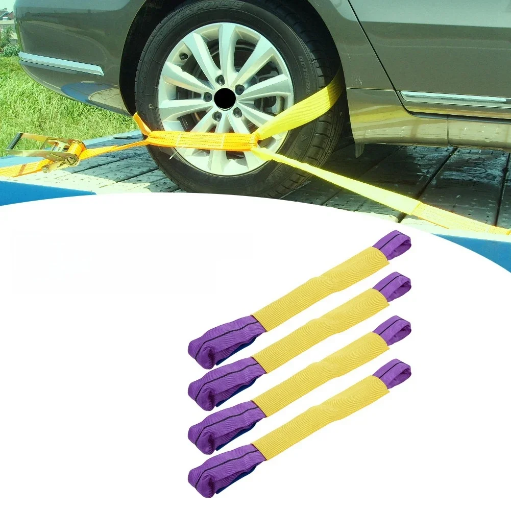 Sangles de roue en alliage, 4 pièces, sangles de roue, sangles de pneu de récupération, sangles de fixation de roue en alliage, transporteur de remorque jaune/