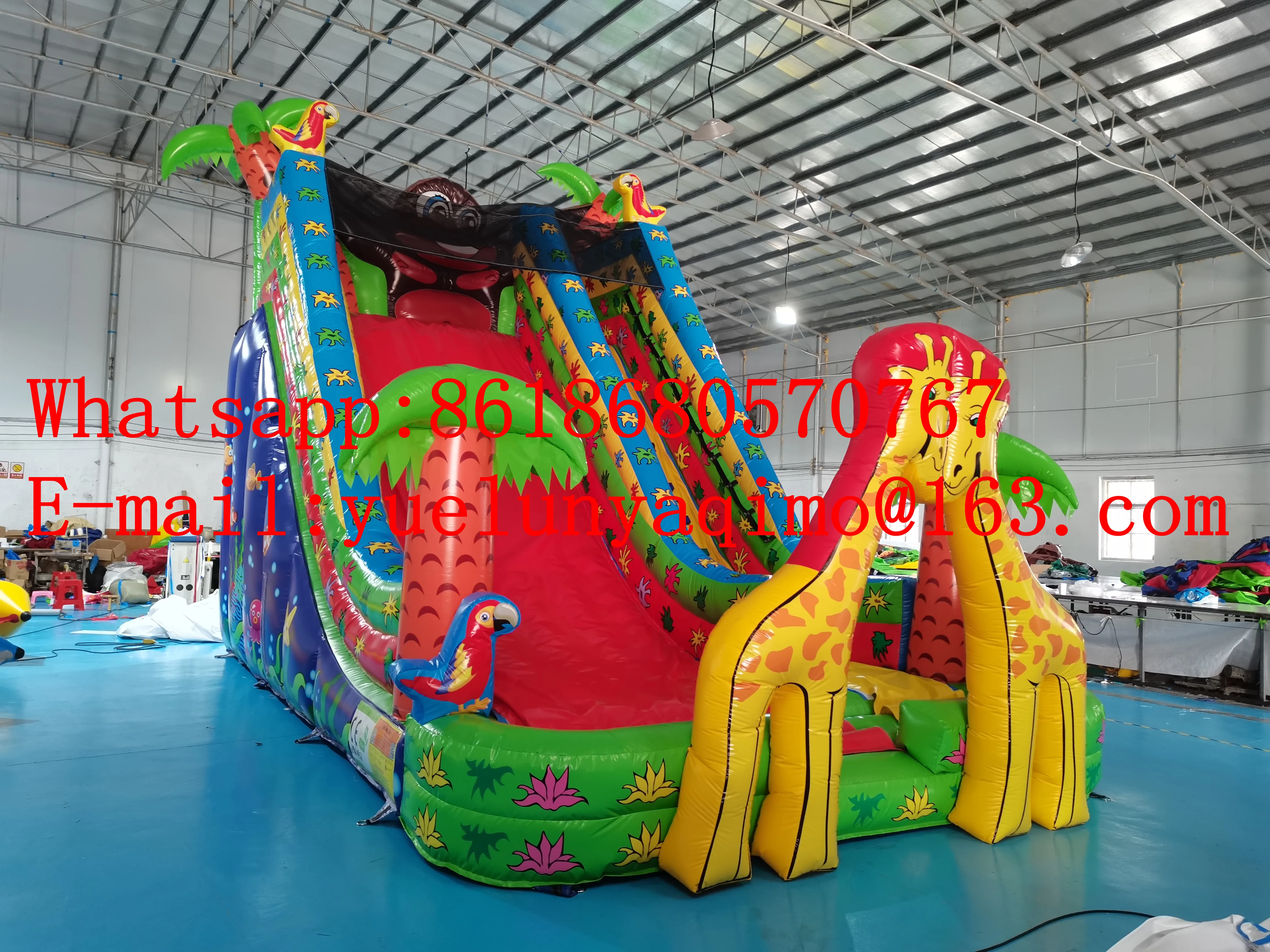 

New commercial taxi outdoor family monkey animal park inflatable slide