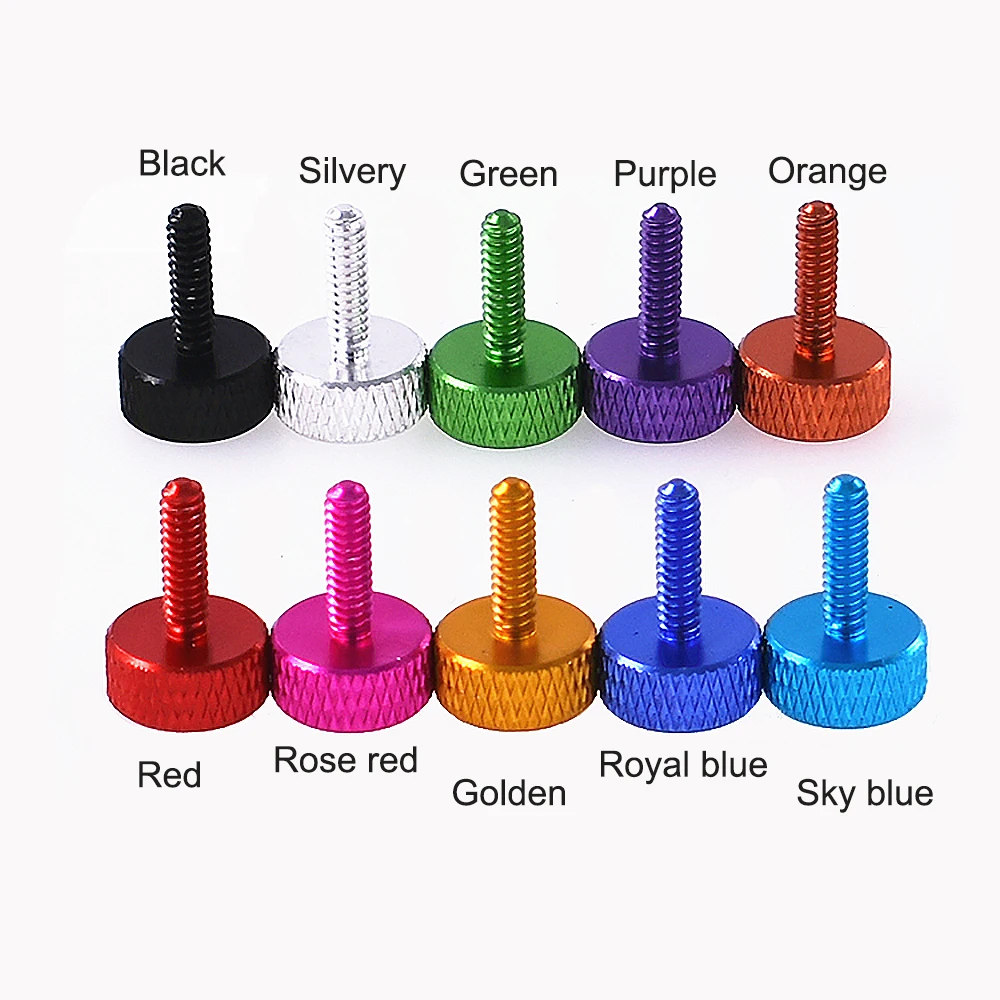 Colourful Thumb Screw UNC 6#-32*5/5.5/10/12/16/20mm Aluminum Alloy Flat Head Knurled Hand Tighten Bolts Computer Case DIY Parts