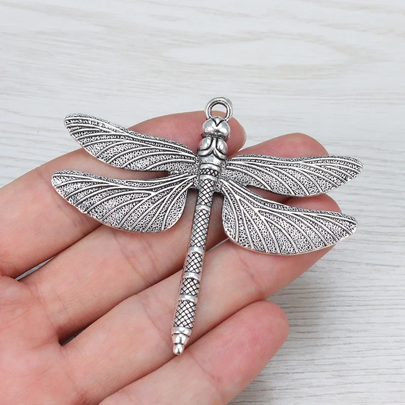 6 x tybetański srebrny duży ważka Charms zwierząt zawieszki na naszyjnik komponenty do wyrobu biżuterii 71x63mm — zdjęcie 2