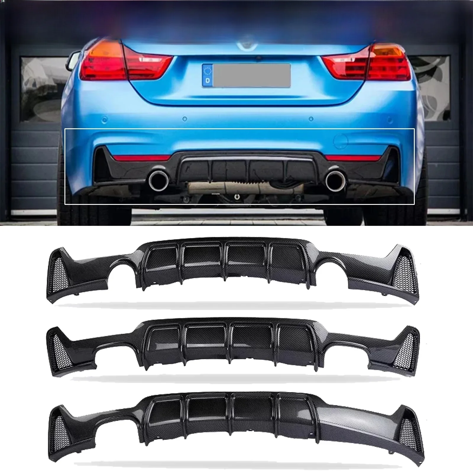 Voor Bmw 4 Series F32 F33 F36 2014-2020 M Tech Achterbumper Diffuser Lip Facelift Diffusor Body Kit Bescherming Achterbumper - afbeelding 2