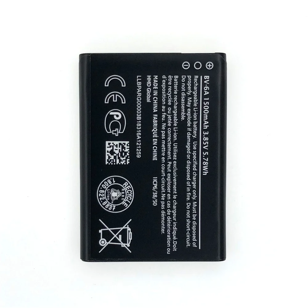 Batería de recarga genuina BV 6A BV6A BV-6A 1500mAh para Nokia Banana 2060 3060 5250 C5-03 8110 4G batería de repuesto para teléfono móvil