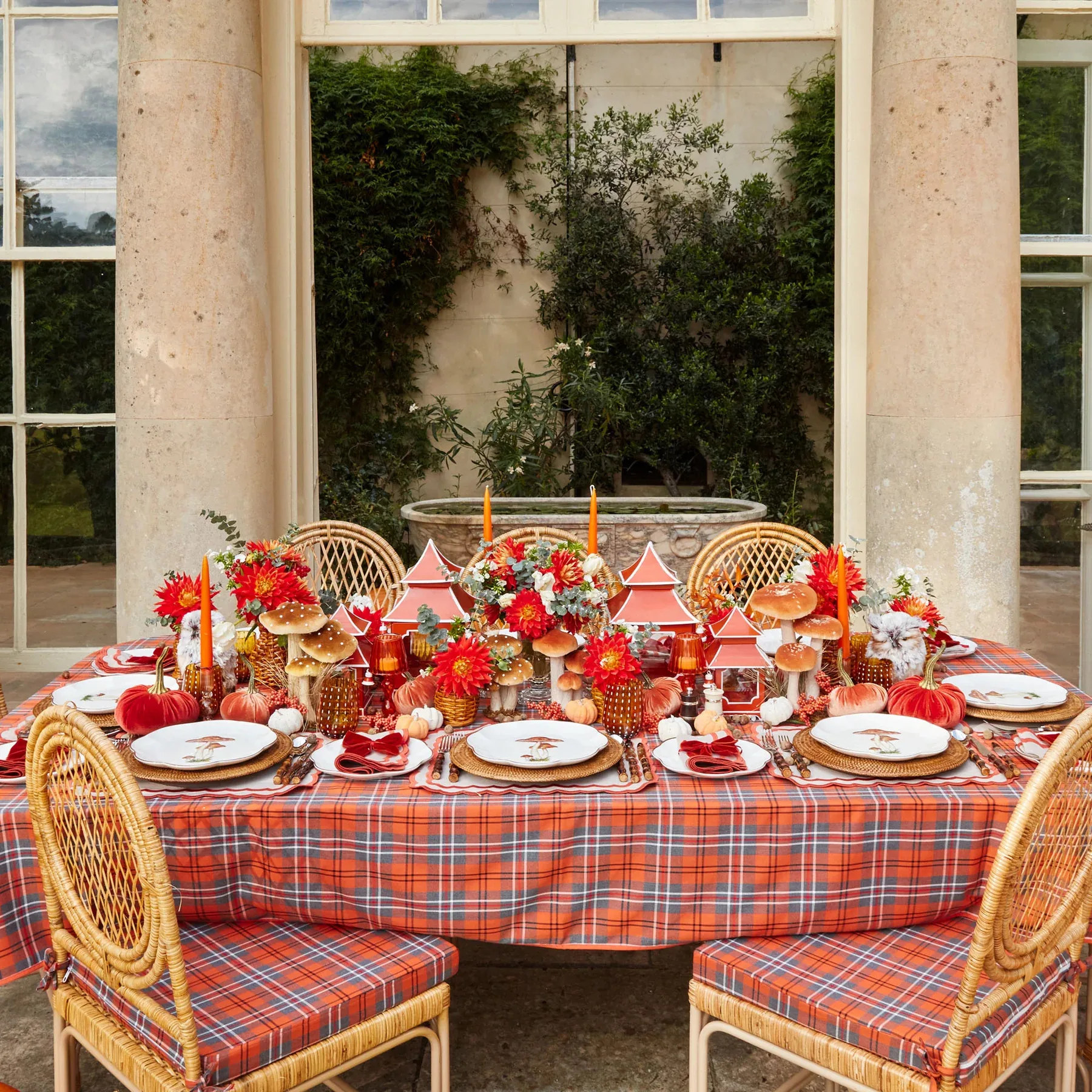 Décorations de Noël 2024-ixd'Halloween 2023 Sable et Orange Napperons Serviettes (Lot de 6), Décoration d'intérieur de luxe ramadan decoration serviette de table rose set de table nappe de noël deco nape halloweenl