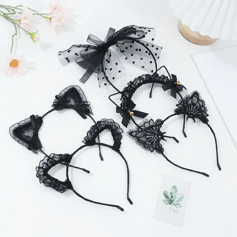 Nette Spitze Schwarz Katze Ohren Stirnband Frauen Mädchen Haar Hoop Party Dekoration Sexy Schöne Cosplay Halloween Kostüm Haar Zubehör