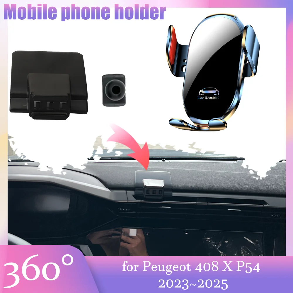 Soporte para móvil de coche para Peugeot 408 X P54 2023 ~ 2025 2024 GPS Rack Clip de ventilación Base soporte parte accesorios iPhone
