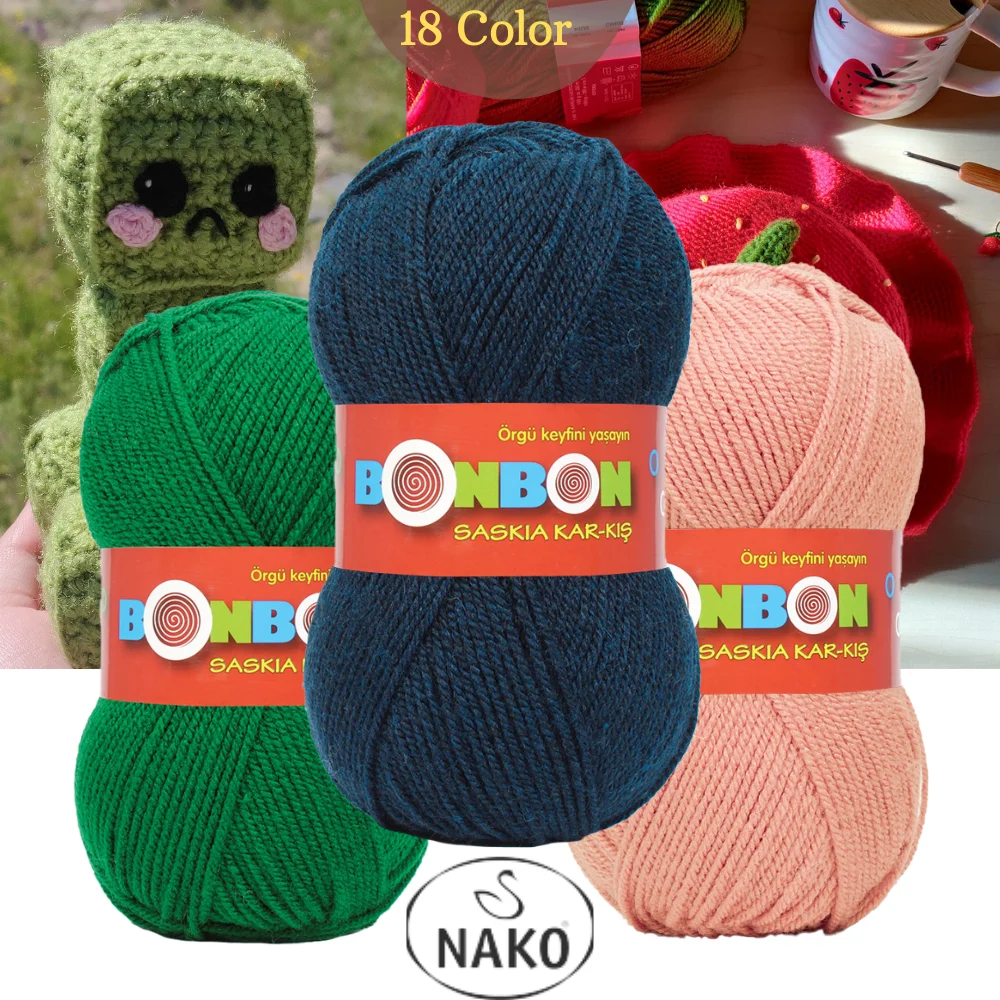 Nako Bonbon Saskia Snow-Winter Wool Hand Knitting Yarn, 100 Grams Of 285 Meters, 18 Color, Acrylic, Yarn, Cardigan, Sweater, Shawl, Home Textile,