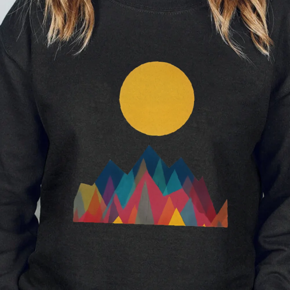

Толстовка Sunset Mountain Range с ярким пейзажным принтом, шикарные уникальные расслабляющие повседневные свободные удобные тканевые топы с длинными рукавами