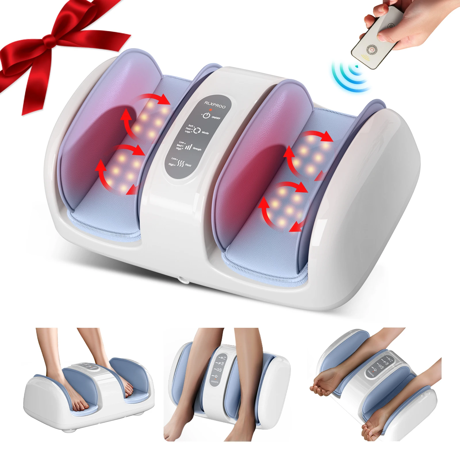 

Electric Shiatsu Foot Massager with Heat, Deep Kneading and Rolling for Tired Feet, Stress Relief, Gift for Parents, Home Office