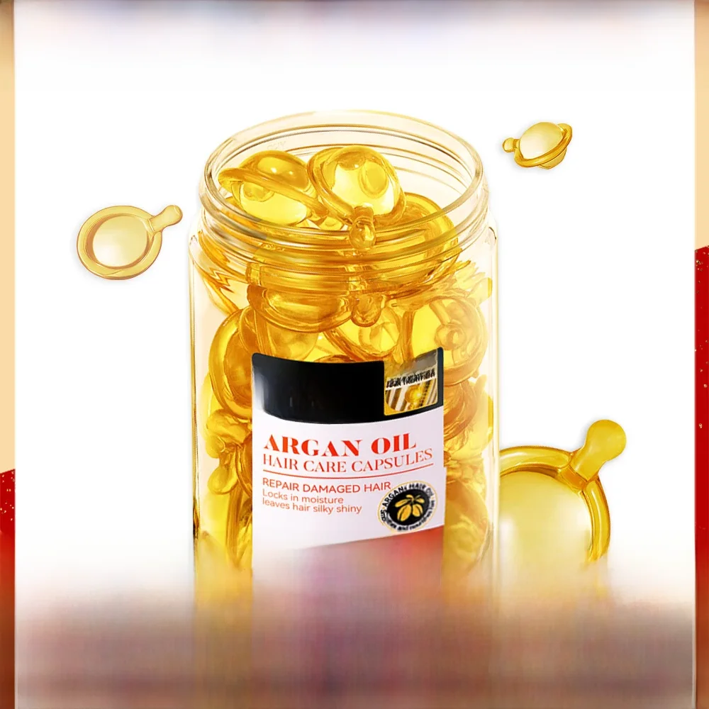 Capsules de soins capillaires à l'huile d'argan, 30 pièces, kératine, traitement, réparation, lisse, marocain, Anti-perte de cheveux, huile essentielle nourrissante