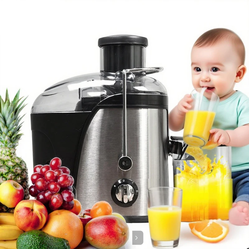 Elektrischer Entsafter, 400 W, zentrifugale Frischsaftmaschine aus Edelstahl, der zum Reinigen und Tropfschutz gefertigt wurde, 2 Geschwindigkeiten, Obst- und Gemüsespresse