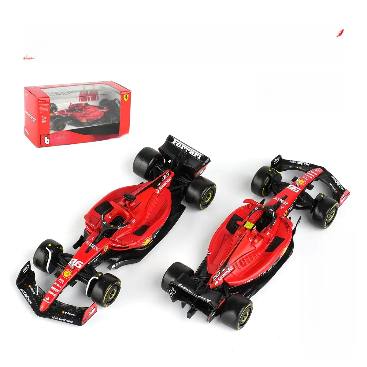 Bburago 1:43 2023 Ferrari SF23 # 16 # Voiture de formule de course 55 F1, Simulation statique, modèle de voiture en alliage moulé sous pression