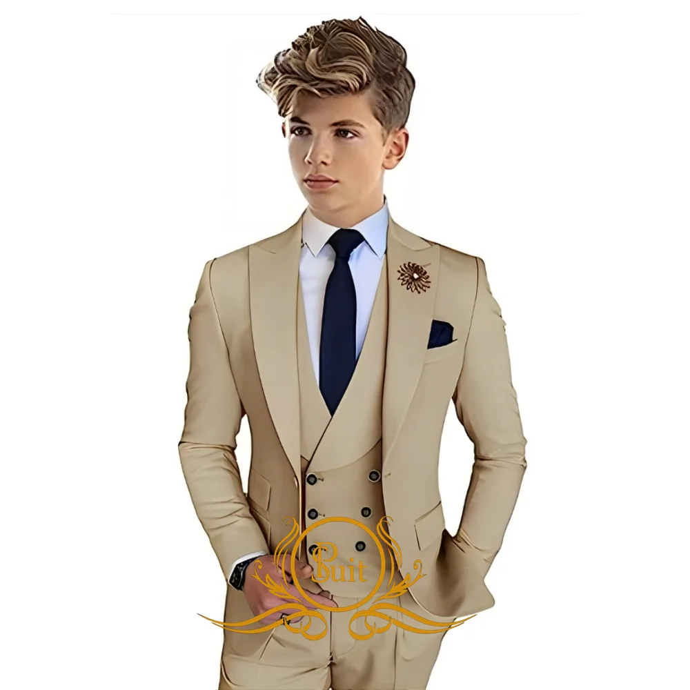 Boys Formal Suit 3 Piece Jacket Vest Pants Set Wedding Prom Boys Tuxedo Slim Fit Dresswear Suits