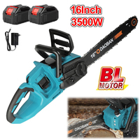 16Inch Brushless Electric Chainsaw 3500W Cordless borrowing Woodworking Power Tool Handheld Garden box With 2PCS 21V Battery
