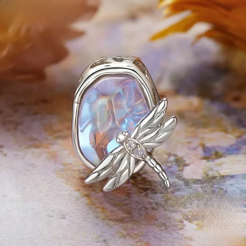 Bamoer 100 % 925 Sterling Silber Original Design Süße Kristall Libelle Charme Für Frauen Fit Armband
