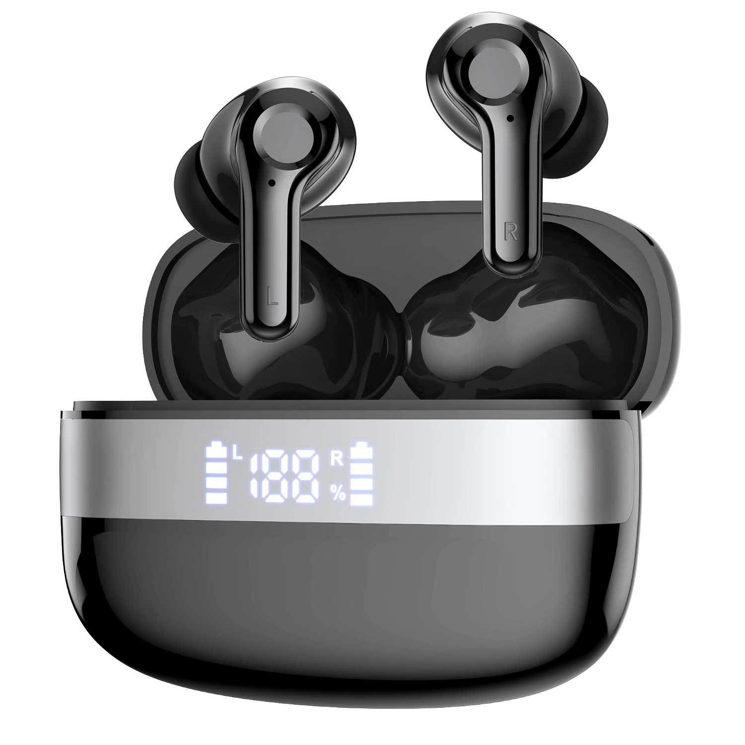 Bluetooth 5.4 oordopjes, draadloze TWS-stereokoptelefoons met LED-batterij-indicator, aanraakbediening, handsfree-functie, automatische koppeling, oplaadhoes met USB-C-aansluiting, 6-8 uur speeltijd.