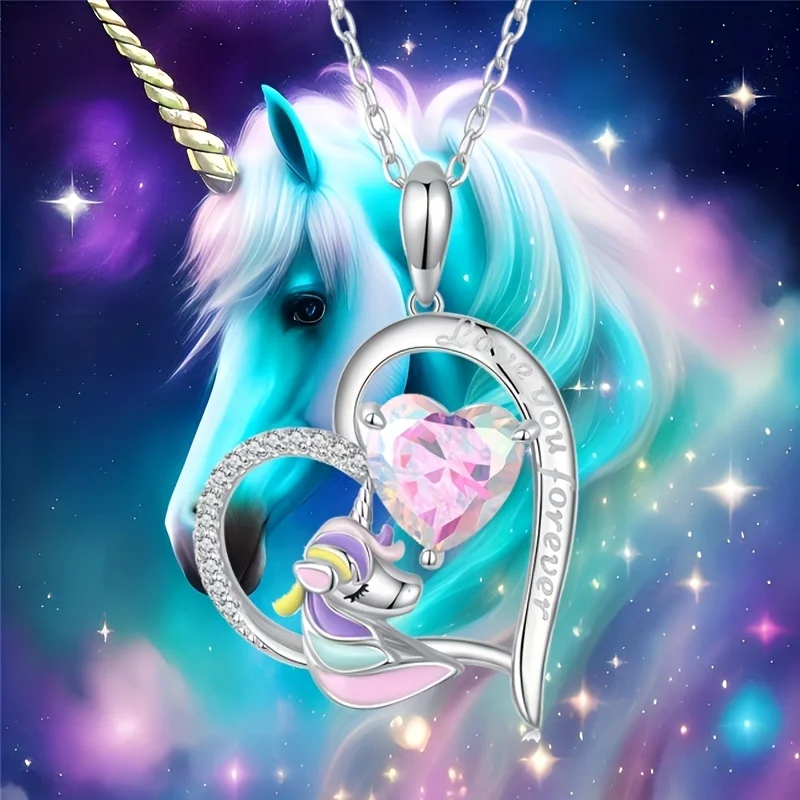 Unicorn Girls Gifts Girls Unicorn Heart Necklace Birthday Christmas Easter Gifts