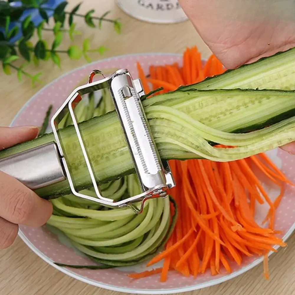 JJYY Hochwertige Edelstahl-Kartoffel-Gurken-Karotten-Reibe, Multifunktionale Küchen-Gemüse- und Obstschäler, Gemüseschneider