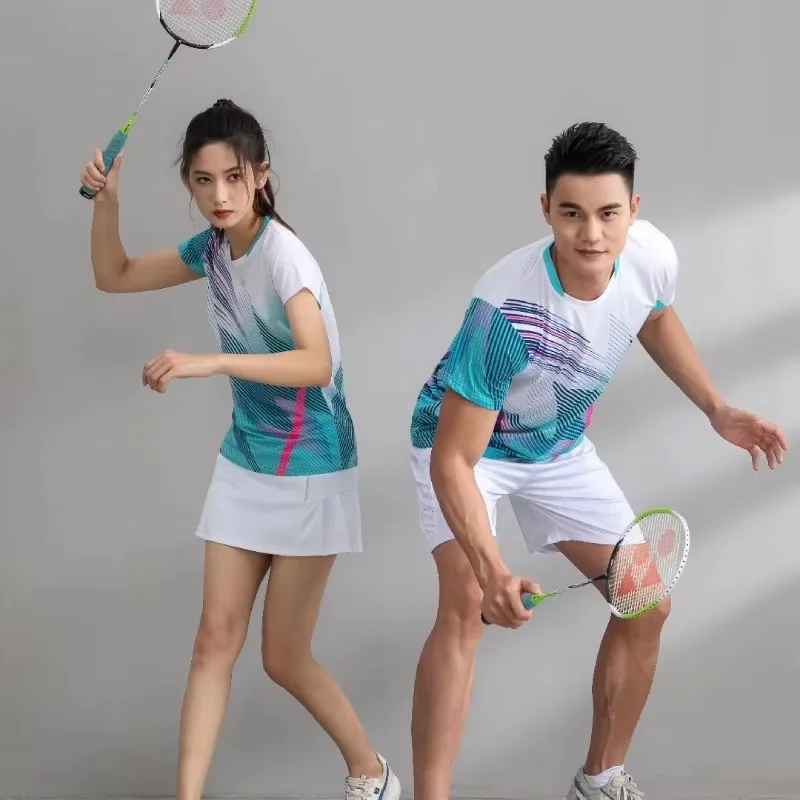 2023 New Style Print Badminton Shirts for Men Women Quick-dry Wicking Short Sleeve Leisure Tennis Ping Pong Volleyball Clothing image 4